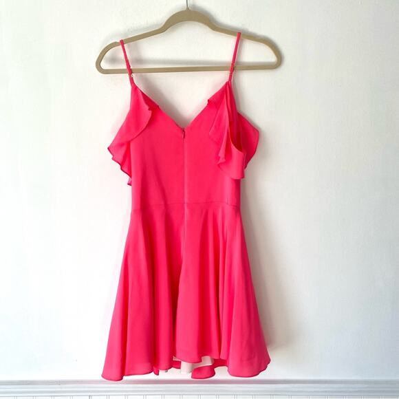 Amanda Uprichard Neon Pink Silk Mini Dress size small - Picture 5 of 6